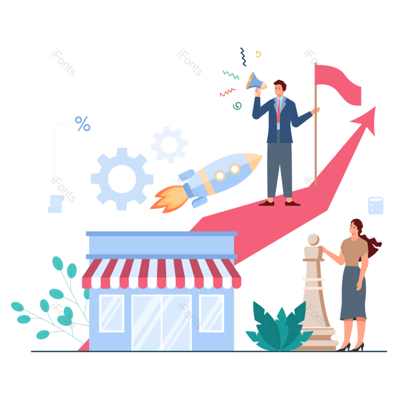 箭头图片,人物元素,合作PNG,商务免抠素材